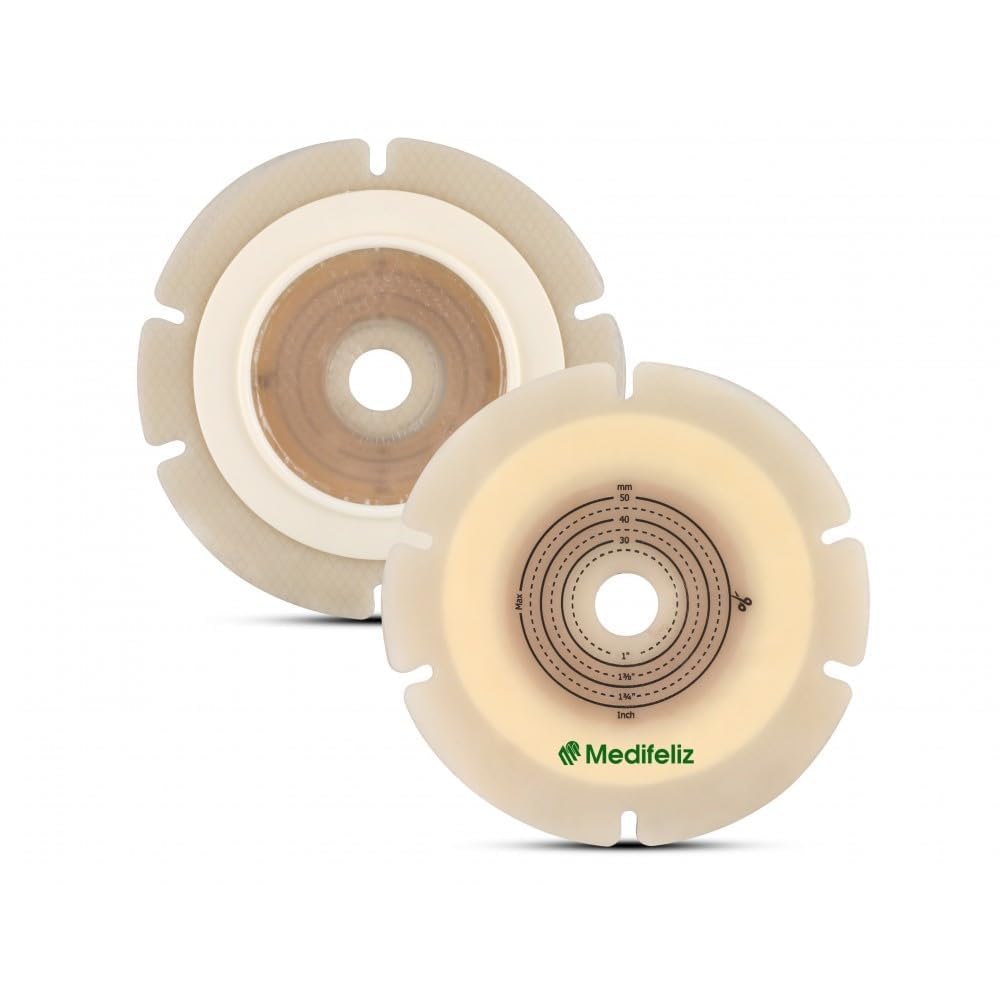 Medifeliz 10506 Ostomy Skin Barrier Baseplate-60mm || Two Piece Colostomy Bag 10706 Opaque 60mm (10) 3
