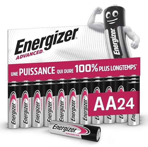 Energizer Advanced - Piles AA (Lot de 24) - Alcaline 1,5V - Haute Performance - Télécommandes, Jouets et Électroniques - Made in EU - Emballage 0% Plastique...
