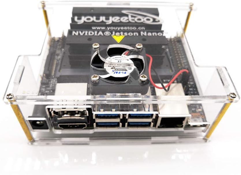 WayPonDEV Transparent Shell Case for Jetson Nano B01 Developer Kit 4GB RAM Single Board Computer (with Fan)
