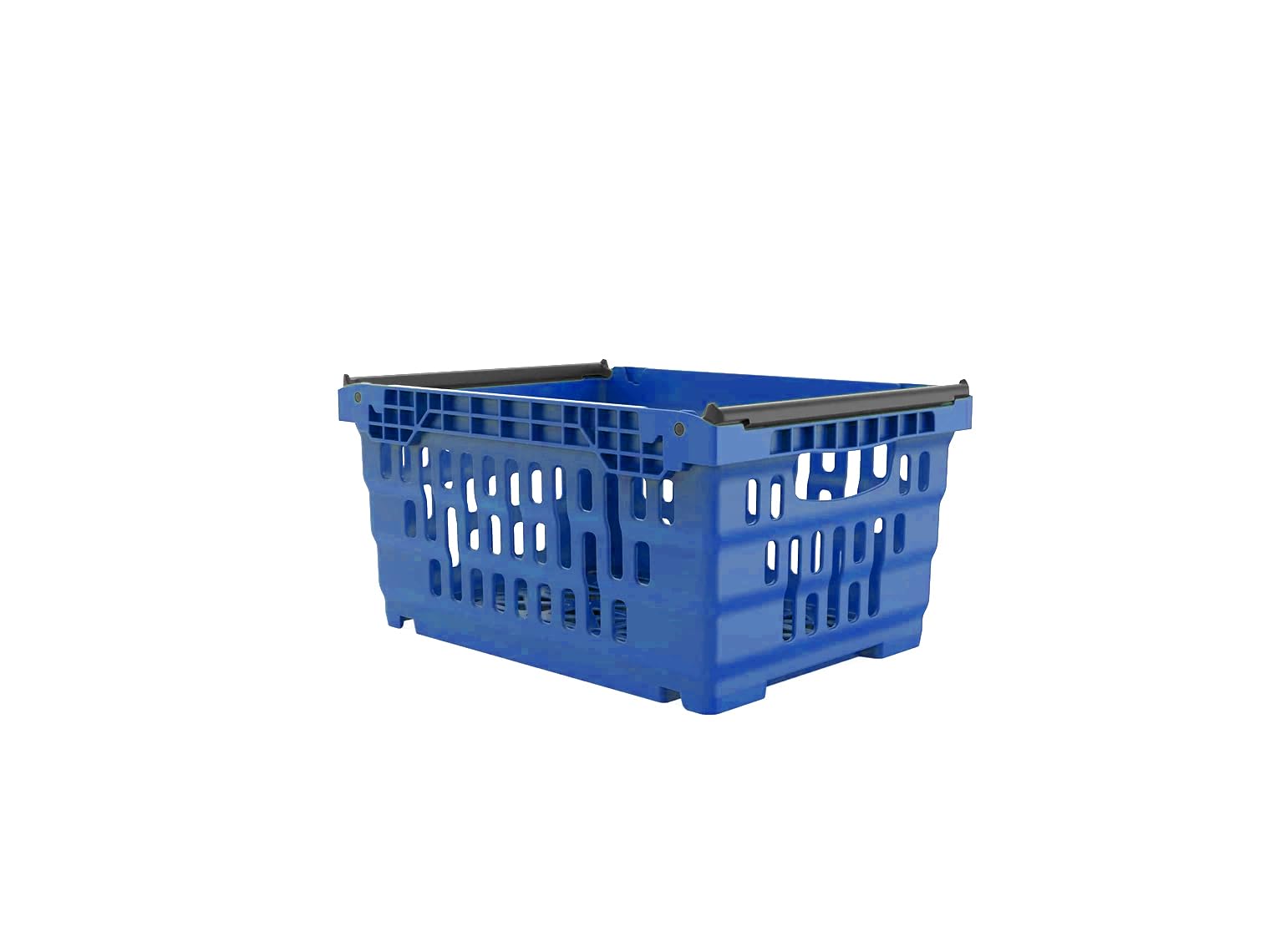Autorce Red, Blue, Green Stacking Nesting Crate Ventilated With Bale Arm Plastic Box, Durable Foldable Stackable Crate Supermarket Storage Box (20 Litre - 300X400x200mm - Blue)