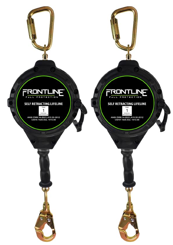 Image of Frontline RPGC 30 Ft Cable Single Leg SRL with Steel Snap Hook End | Ergonomic Carry Handle & Tagline | High Strength, Corrosion-Resistant | 310 lbs Capacity | ANSI & OSHA Compliant (2 Pack)