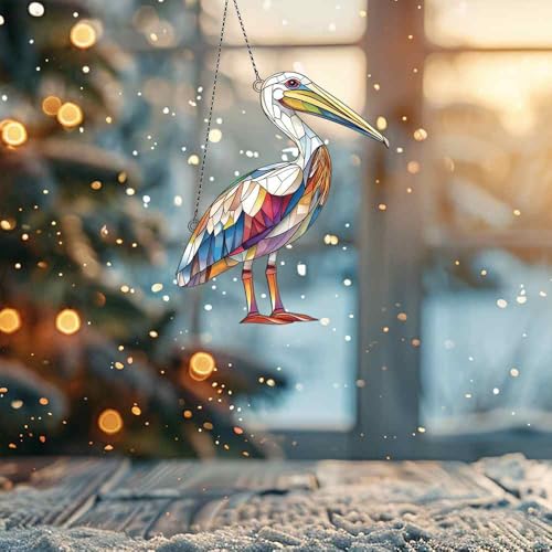 Image of Pelican Acrylic Ornament Gift for Pelican Lovers Christmas Window Decor