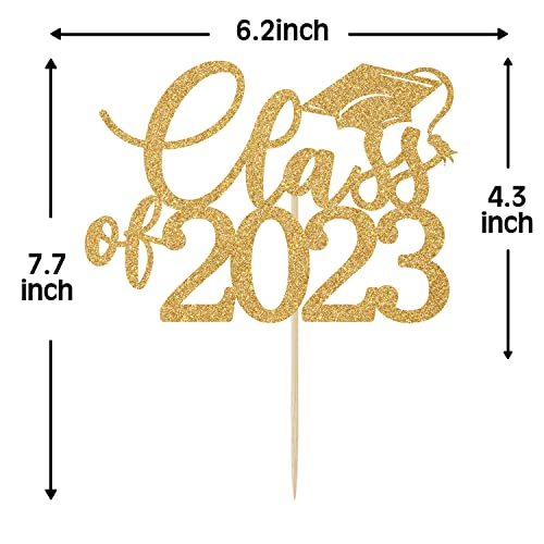 Class Of 2023 Cake Topper, Congrats Grad Cake Decorations, You Did It, Happy Graduation Party Decorations Supplies Gold Glitter #TOP5
