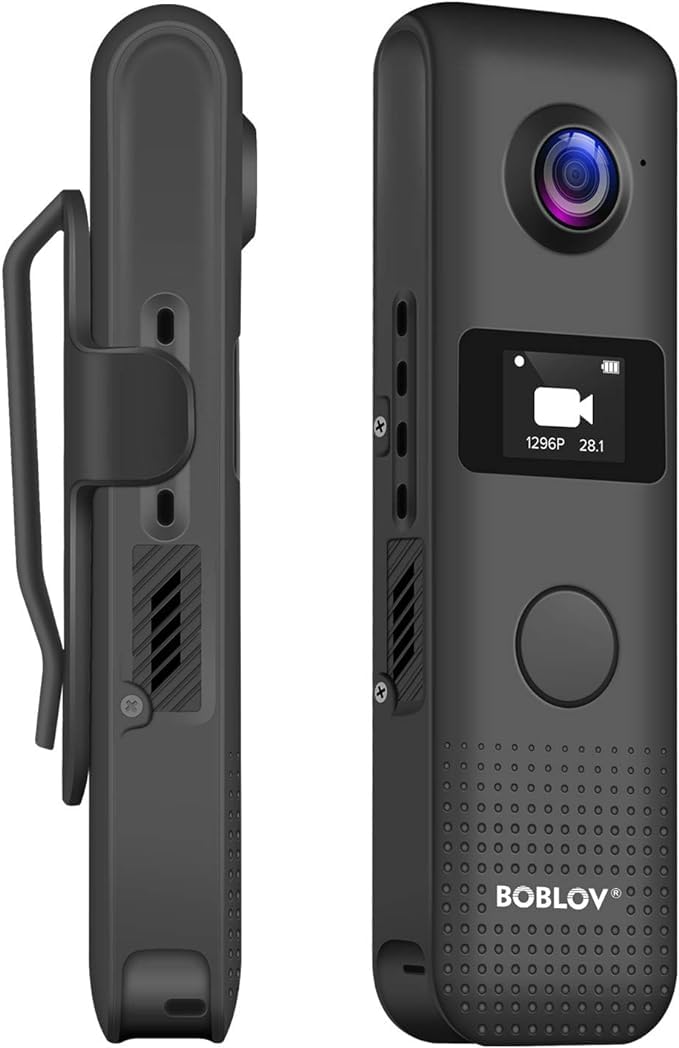 BOBLOVC18 WiFi Body Cameras, 64GB 1080P Body Wearable Camera, OLED Screen and One Big Button 4Hours Recording for Pocket Camcorder Video Recorder for Teaching/Lecture/Travel