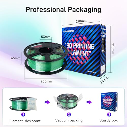 Image of FLASHFORGE Silk Tri-Color PLA Filament 1.75mm, Coextrusion Red Blue Green Triple Color Rainbow, 1kg, 3D Printer Filament