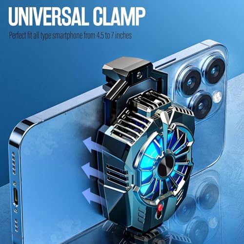 Image of USB Fan Mobile Gaming RGB Phone Cooler Fan, Ergonomic Grip, Triggers & Joysticks, Dual-Speed Radiator for iPhone Android 4.5 to 7 Inch Smartphones