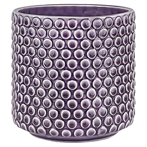 Nordring Ceramic Flower Pot Dotty - colorful Planter, Pot for plants, sukkulents Size L (15,5 cm ø) Dia 6'' H 6'', Stoneware, purple Cover