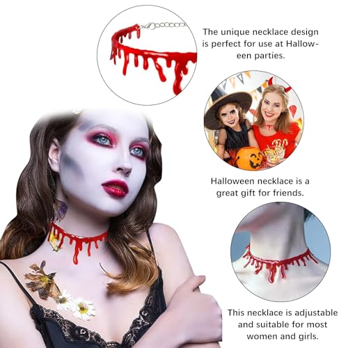 Myluatye Halloween Blut Halskette,Vampir Blut Tropfen Choker,Rot Blutige Kette Horror für Halloween Kostüm Blutig Narbe Halsketten,Karneval,Party,Cosplay,2 Stück