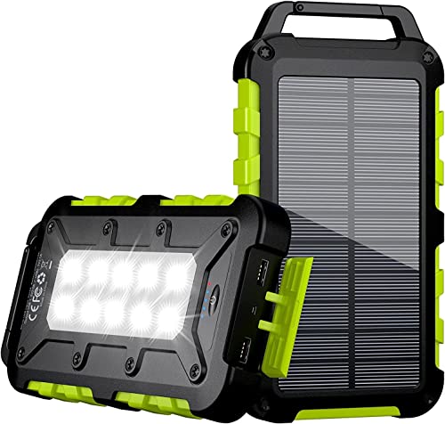26800mAh Solar Powerbank Mit PD15W - Wasserdichtes Outdoor Ladegerät Mit LED