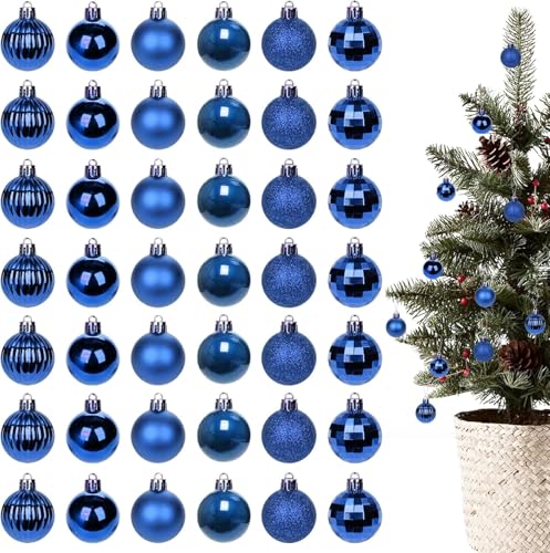GESDYO 42 Stück Christbaumkugeln Set Blau 3 cm – Matte & Glänzende...