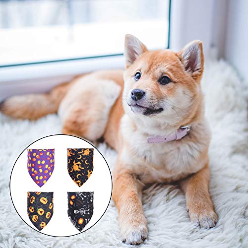 VILLCASE 4 PeÃ§as de Bandanas de Cachorro de Halloween Cachecol TriÃ¢ngulo de Cachecol de Halloween