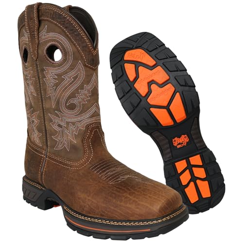 Image of Wolf Work Boots for Men Genuine Leather, Oil and Slip Resistance - Plain Toe