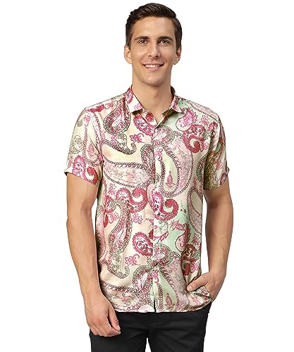 Image of Venisa Men's Cotton Blended Printed Casual Shirt