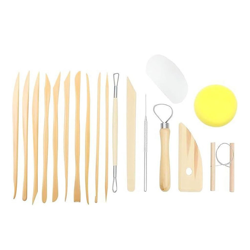Zestaw 8 sztuk drewnianych / 10 plastikowych narzędzi do gliny, rzeźbienia ceramicznego, druku, materiałów artystycznych,