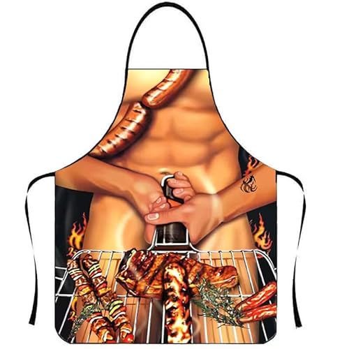 Swkangrd Delantal Sexy Hombre Parrilla Barbacoa,Delantal Divertido de Cocina Funny Cooking Sexy Apron Barbacoa Fiesta Delantal Barbacoa Fiesta Delantal para Pareja Mujeres (B)