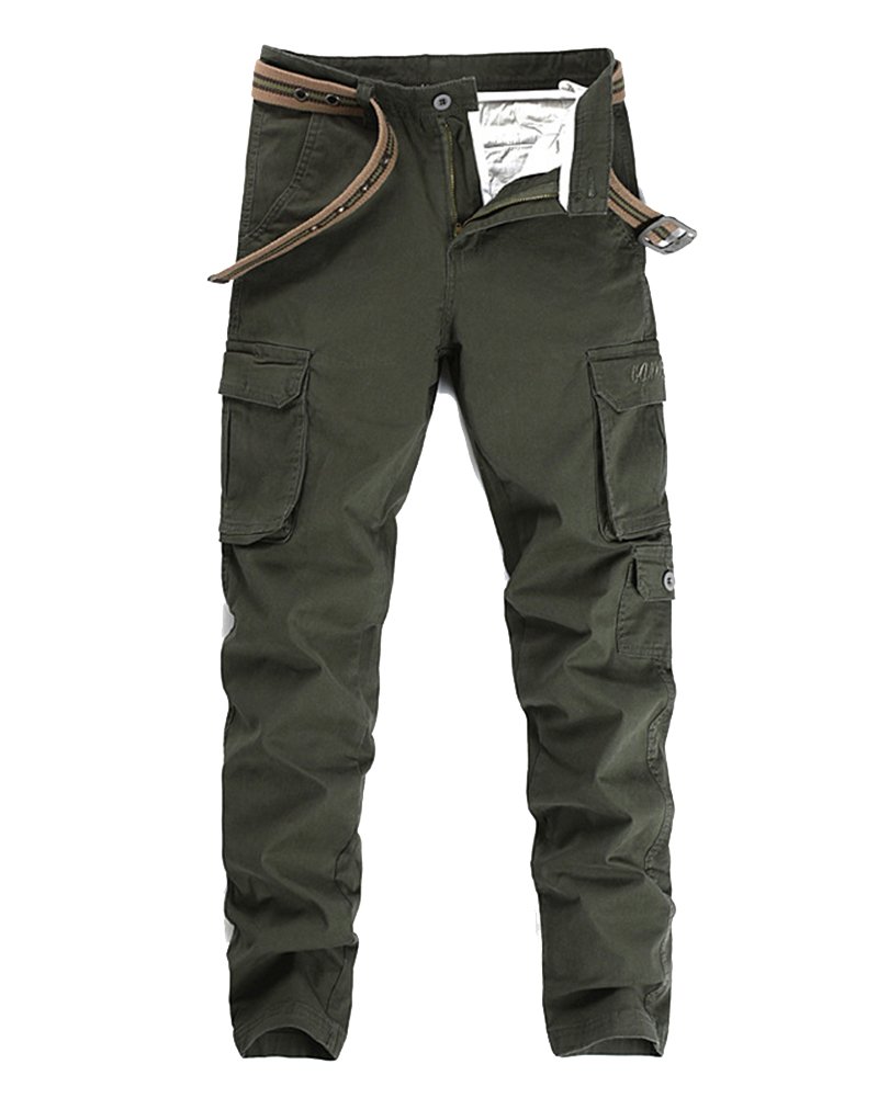 Anyu Men's Green Cargo Trousers Multi Pockets Army Combat Work Trouser Workwear Pants 36