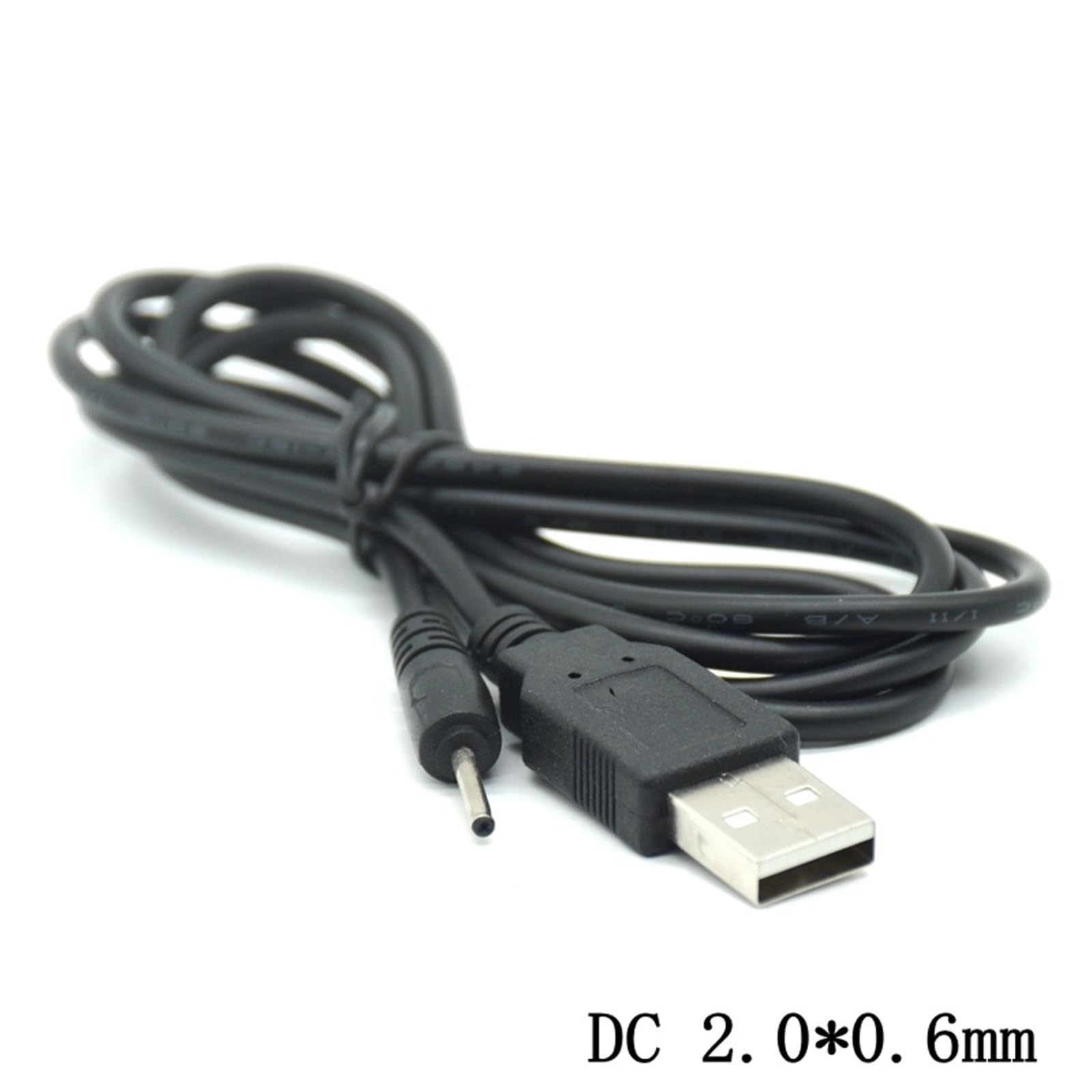 2 A czarna wtyczka sieciowa DC USB A na DC 2,0 mm x 0,6 mm 5 V DC 2,0 x 0,6 mm wtyczka pusta kabel do ładowania kabel adaptera ładowania 1 m (10 szt. kabel 1 m)
