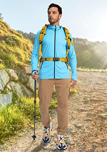 Image of Men's UPF 50+ Light Jacket Full Zip Sun Protection Hoodie Long Sleeve Sun Shirts for Men Hiking Fishing Zip Pockets