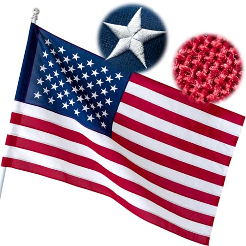American Flag Pole Sleeve 3x5 ft Deluxe Super Tough Series Heavy Duty Spun Polyester Flags for Outside All Weather US Flag High Wind TearProof Water Resistant for Outdoor Outside