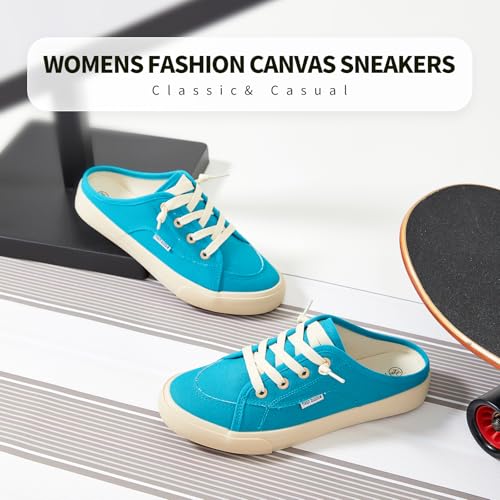 Image of hash bubbie Women's Mules Slip on Sneakers Canvas Tennis Shoes | backless summer close toed sandals non slip on walking casual comfortable