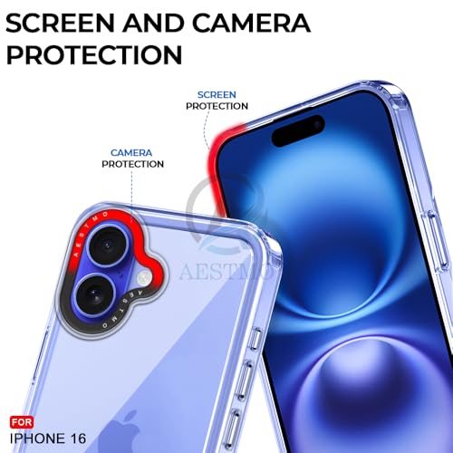 Image of AESTMO Back Cover Case for iPhone 16 | Electroplated Buttons | Stylish Camera Border | Crystal Clear Hard Back Cover Case (TPU & PC, Transparent Bumper)