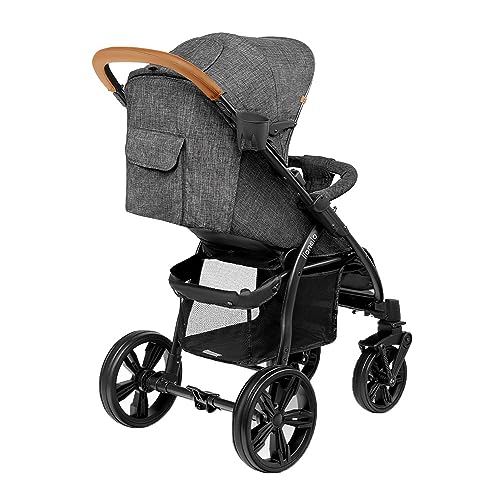 3. Bild von LIONELO Annet Buggy bis 22 kg mit Liegefunktion, Kinderwagen klein zusammenklappbar mit Zubehör, Eva-Schaum-Räder, Moskitonetz, Fußdecke Getränkehalter, Korb