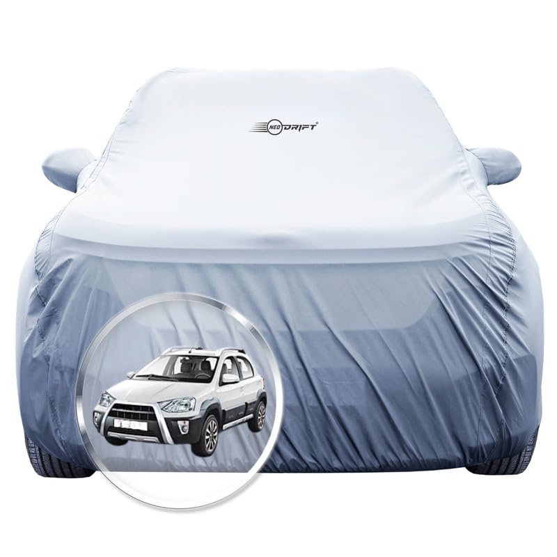 Image of NEODRIFT 'SilverTech' Car Cover for Toyota Etios Cross (100% Water-Resistant, All Weather Protection, Tailored Fit, Precision-Fit & Breathable Fabric) (Colour: Silver)