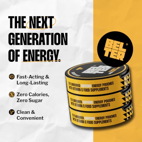 Image of BELTER - Mango Ice - Caffeine Pouches - 15 Count - Fast-Acting - Zero-Calorie Energy Boost - 96mg Caffeine Per Pouch - Ideal for Sports, Gym, Gaming, & Work