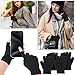 WLLHYF Unisex Half Finger Gloves 2 Pairs Winter Stretchy Knit Half-Finger Touch Screen Mittens Fingerless Gloves Men Women (Black + Black and Gray Stripes)