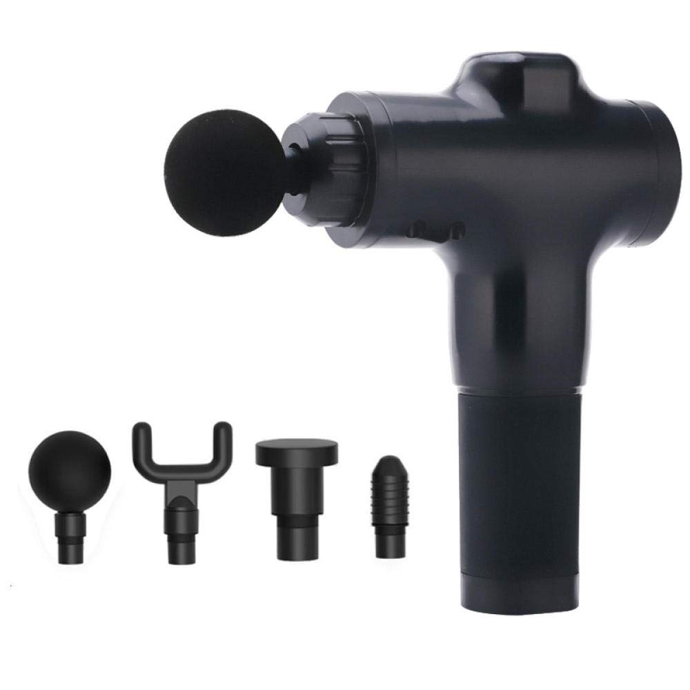 Handheld deep Muscle Fascia Massage Gun Electric Charging Relaxation Massager Portable Fitness Equipment-Black_Plug in with Adapter