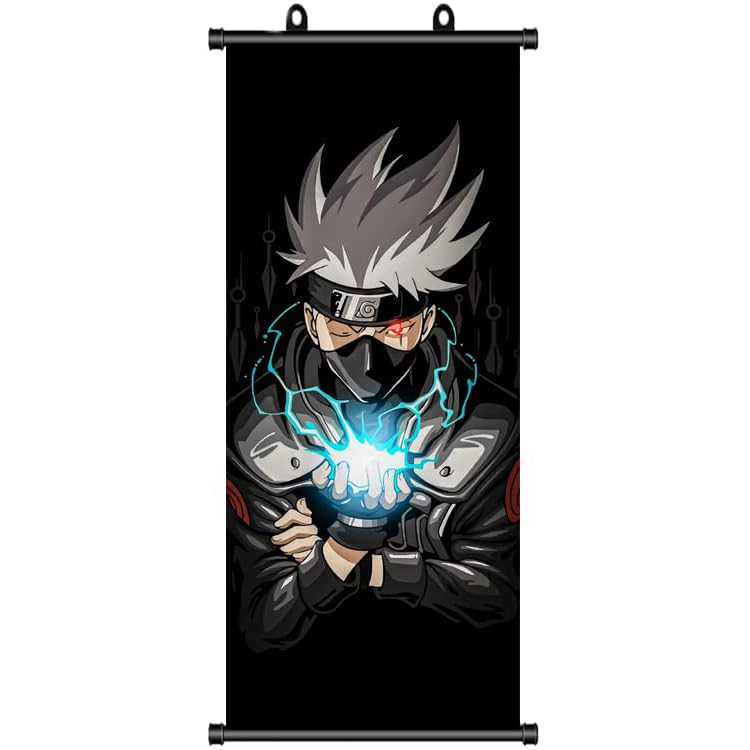 ZPPLD Póster de Naruto Enrollable - Cuadro Grande de Anime, Hatake Kakashi, Figura de Anime, Videojuego de Desplazamiento - Decoración de Pared en Tela