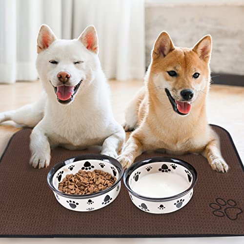 Sinland Microfiber Large Pet Food Mat Dog Feeding Mat Pet Bowl Mat with Anti-Skid Backing 21 Inch x 32 Inch Brown - Thumbnail 6