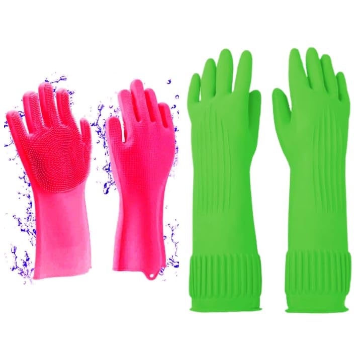DHONI Combo Pack Of 2 Pairs Cleaning And Dishwashing Gloves Heat-proof Household Ideal For Any Task Around The house(Pack Of 2-1Cleaning Gloves + 1Dishwashing Gloves). (B0CKTD6SDX) Amazon Price History, Amazon Price Tracker