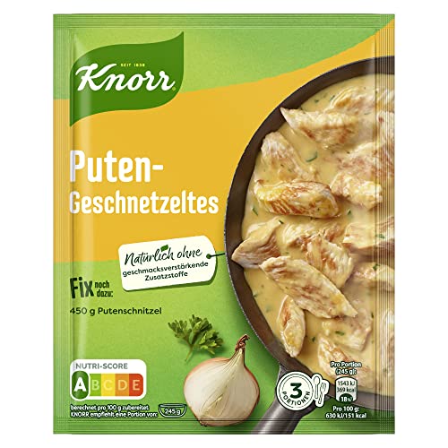 Knorr Fix Würzmischung Puten-Geschnetzeltes für ein leckeres geschnetzeltes Rezept ohne geschmacksverstärkende Zusatzstoffe 54 g 1 Stück (Packung mit 10)