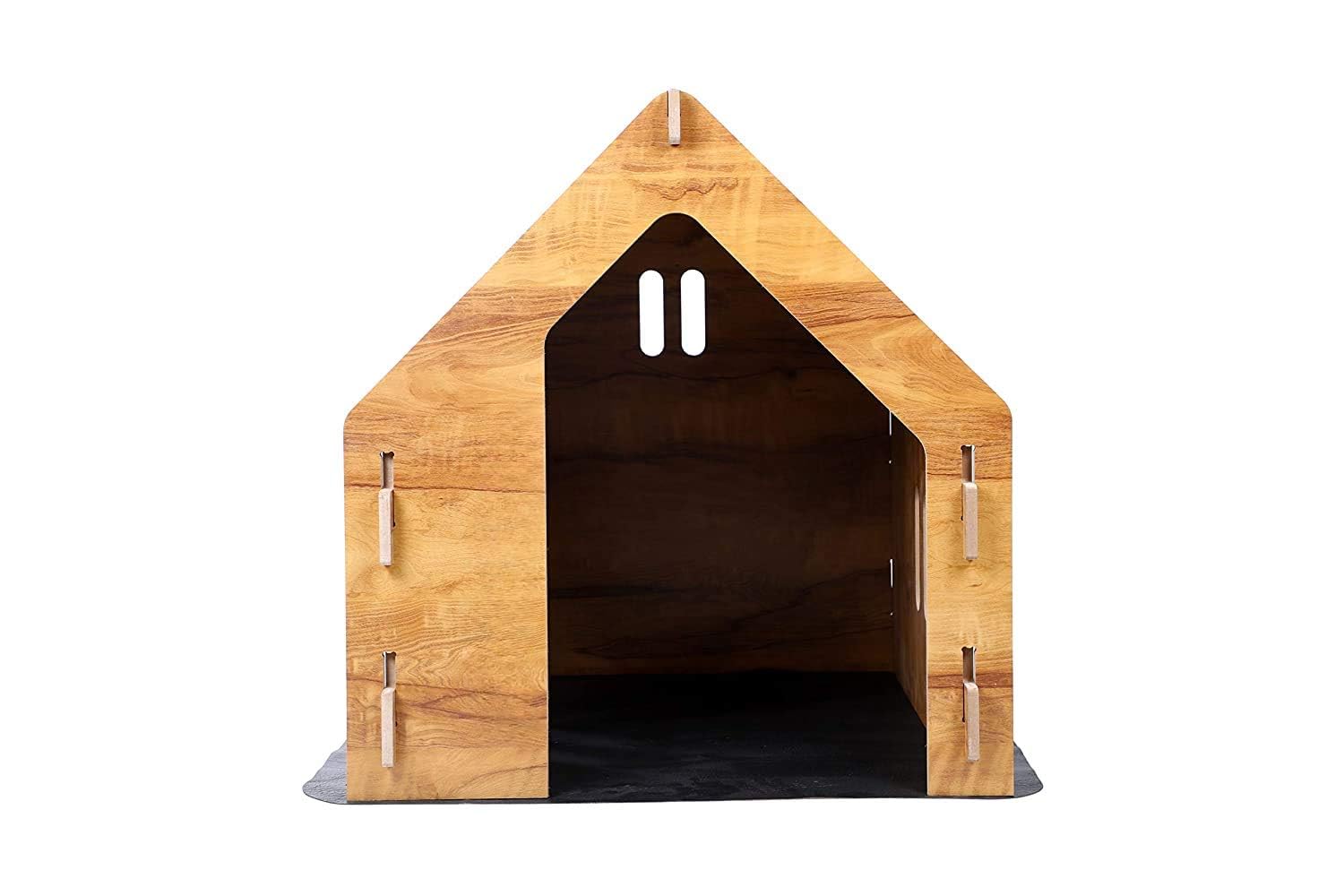Cat House Dog House Pet House for Dogs Large Wooden Doghouse for Small Medium Dog Foldable Pet House Wooden Dog House Cat House with Foldable Mat and Roof (Small) 4
