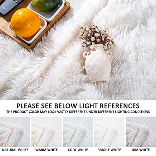 Yusoki Cream White Faux Fur Throw Blanket,2 Layers,50" X 60" Cozy Plush Fluffy Blanket Furry Fuzzy Warm Cute Shaggy Blanket For Fall Bed Living Room Décor Baby Women Pet #TOP6