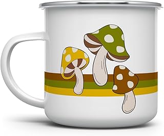 Mushroom Fungi Retro Campfire Coffee Mug, Woodland Nature Foraging Outdoor Camping Cup (12oz)