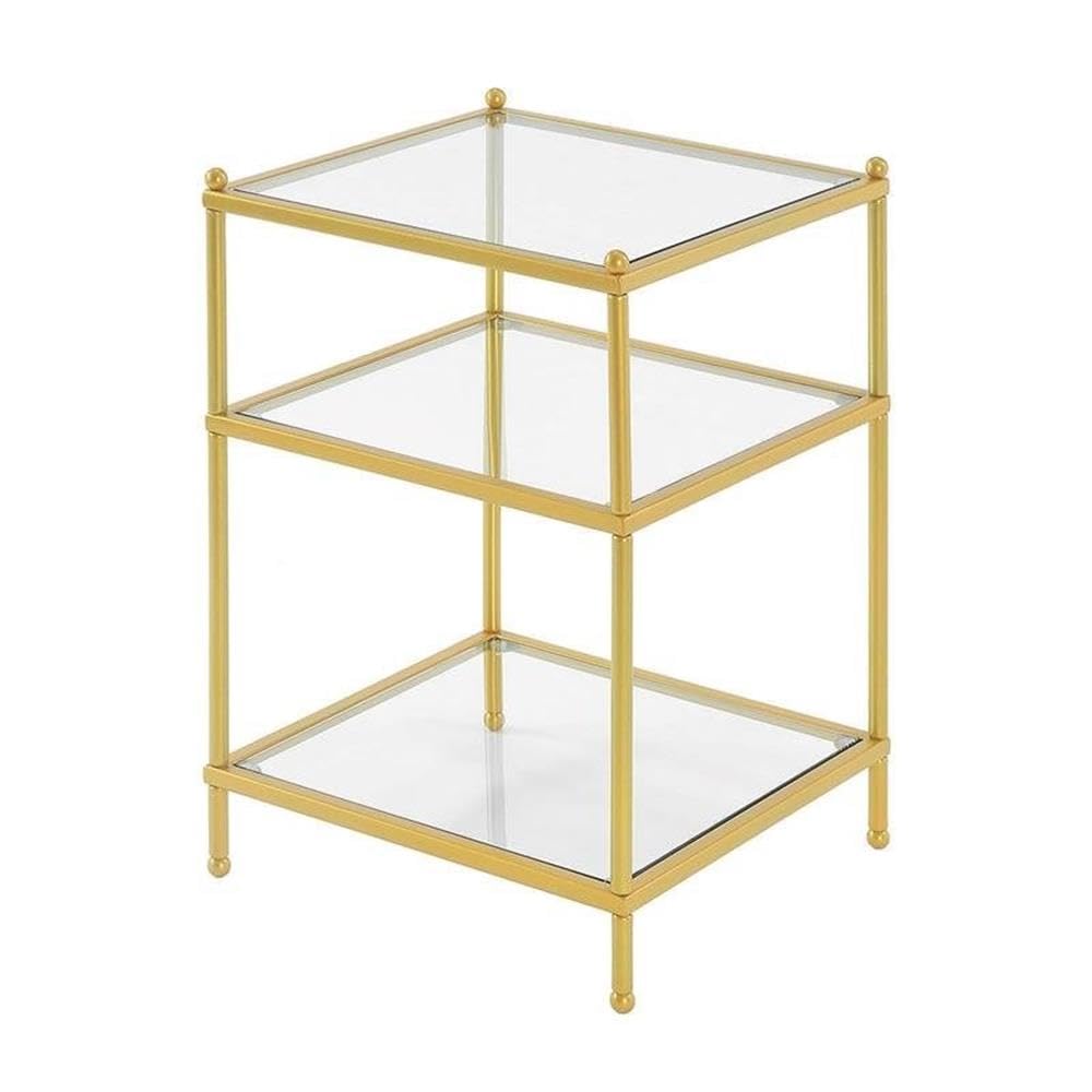Convenience Concepts Royal Crest End Table, Clear Glass / Gold