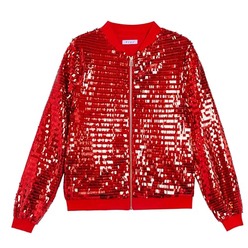 Image of YIYI Mens Jacket Bomber Sequin Sparkly Varsity Unique Glitter Jacket Male Party Shiny Outwear Coat Birthday Holiday Clothes