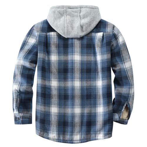 Image of Men's Cotton Plaid Shirt Jacket Fleece Flannel Sherpa Button Down