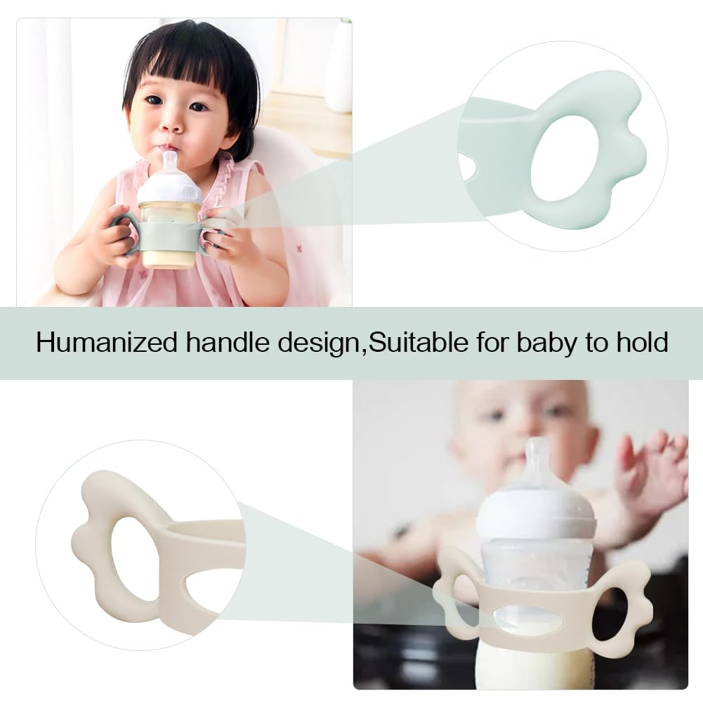 Impugnatura per Biberon, Manico Per Biberon Silicone, Maniglia per Biberon in Silicone, Manici per Biberon a Collo Largo, Biberon in Silicone per Bambini, Facile Installazione Manici Per Biberon,2PCS