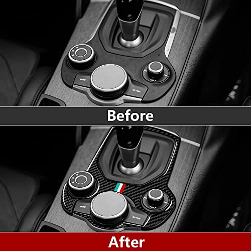 Image of Car Gear Shift Sticker Carbon Fiber Decals Center Console Cover Trim Compatible with Alfa Romeo Giulia 952 Stelvio 949 2016 2017 2018 2019 Accessories