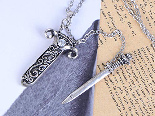 Alilang Antique Fantasy Medieval Renaissance Removable Scabbard Rune Sword Dagger Pendant Necklace #TOP1
