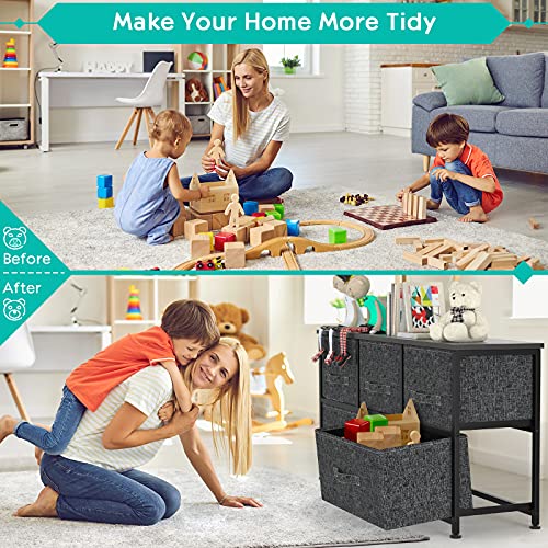 FURNINXS-Dresser-Bedroom-with-5-Drawers-Fabric-Storage-Tower-Wide-Chest-Organizer-for-Closet-Hallway-Entryway-Nursery-with-Metal-Frame-Wood-Top-Easy-Pull-Handle-Bins 51UzDT+ bgS