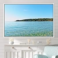 Framed Canvas Wall Art Coastal Scenery Aerial Coastal Cool Multicolor Ocean Photography Realism Relax/Calm - 16x24 inches
