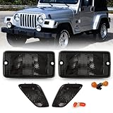 USR Side Marker Lights - 4 Pieces COMBO Smoke Lens Bumper Turn Signal Lamps + Fender Side Markers Se