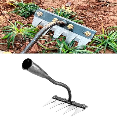 Dethatching Rake - Heavy Duty Carbon Steel Iron Rake for Gardening and Weeding | Hand Rake for Small Gardens | Sturdy Dethatching Gardening Tool