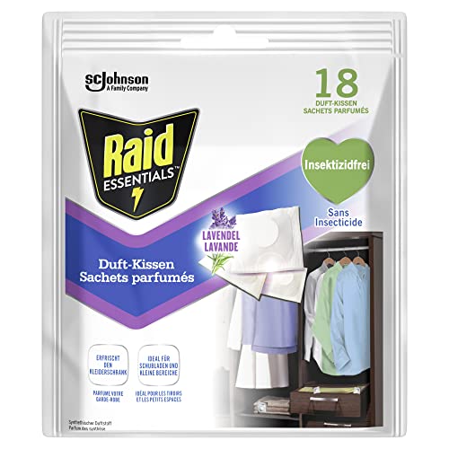 Raid Essentials (Paral) Duft-Kissen Lavendel, frischer Lavendelduft für Kleiderschrank und Schubladen, bis zu 2 Monate wirksam, 1er Pack (1 x 18 Stück)