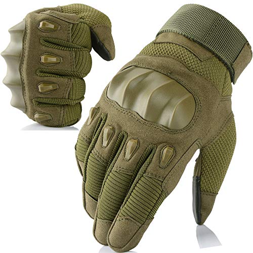 WTACTFUL TouchScreen Full Finger Gloves for Working Operating Hunting Hiking Climbing Camping Motorcycle Motorbike Dirtbike Cycling Bicycle Riding Driving Racing Gear Green Medium