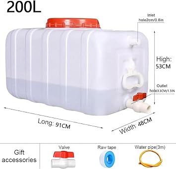 Large Plastic Water Storage Tank - 50L/80L/110L/200L Emergency Water Container for Camping & Hiking - Multifunctional Water Storage Solution